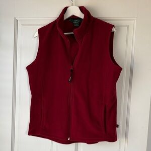 Woolrich Women's Deep Red Fleece Vest Zip Up pockets large